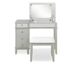 Jasmine 2-Piece White 1-Drawer Lifting Mirror Vanity Set 9 Jasmine 2-Piece White 1-Drawer Lifting Mirror Vanity Set -Furniture Specialty Shop 810543315 5