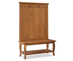 Denver Antique Pine 4-Hook Curved Leg Hall Tree