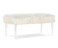Cara White Faux Fur Acrylic Leg Bench -Furniture Specialty Shop 810543373 4