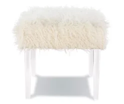 Cara White Faux Fur Acrylic Leg Bench -Furniture Specialty Shop 810543373 5