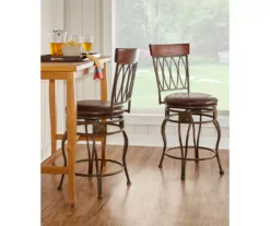 Carla Brown & Matte Bronze Faux Leather Swivel Counter Stool -Furniture Specialty Shop 810543375 2