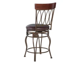 Carla Brown & Matte Bronze Faux Leather Swivel Counter Stool -Furniture Specialty Shop 810543375 3