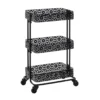 Mabry Black 3-Tier Pierced Floral Rolling Cart 2 Mabry Black 3-Tier Pierced Floral Rolling Cart -Furniture Specialty Shop 810543382 1