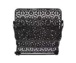 Mabry Black 3-Tier Pierced Floral Rolling Cart -Furniture Specialty Shop 810543382 5