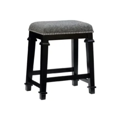Clark Black & White Upholstered Tweed Backless Counter Stool