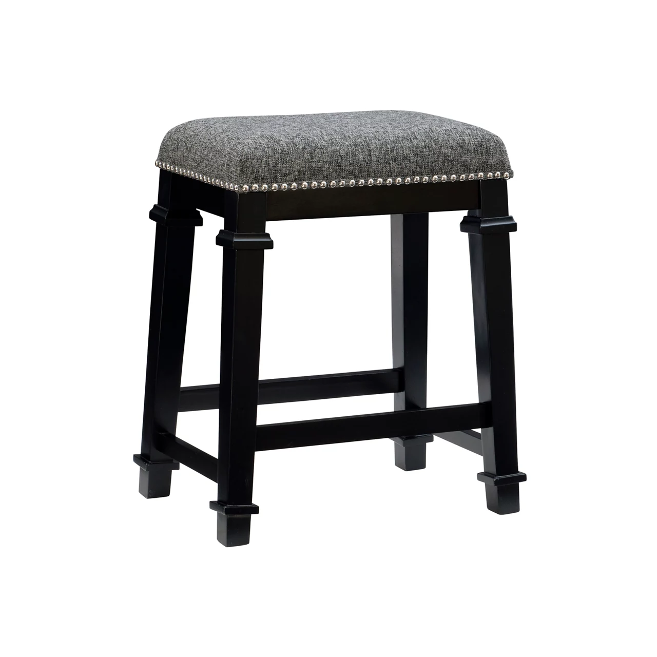 Clark Black & White Upholstered Tweed Backless Counter Stool 3 Clark Black & White Upholstered Tweed Backless Counter Stool