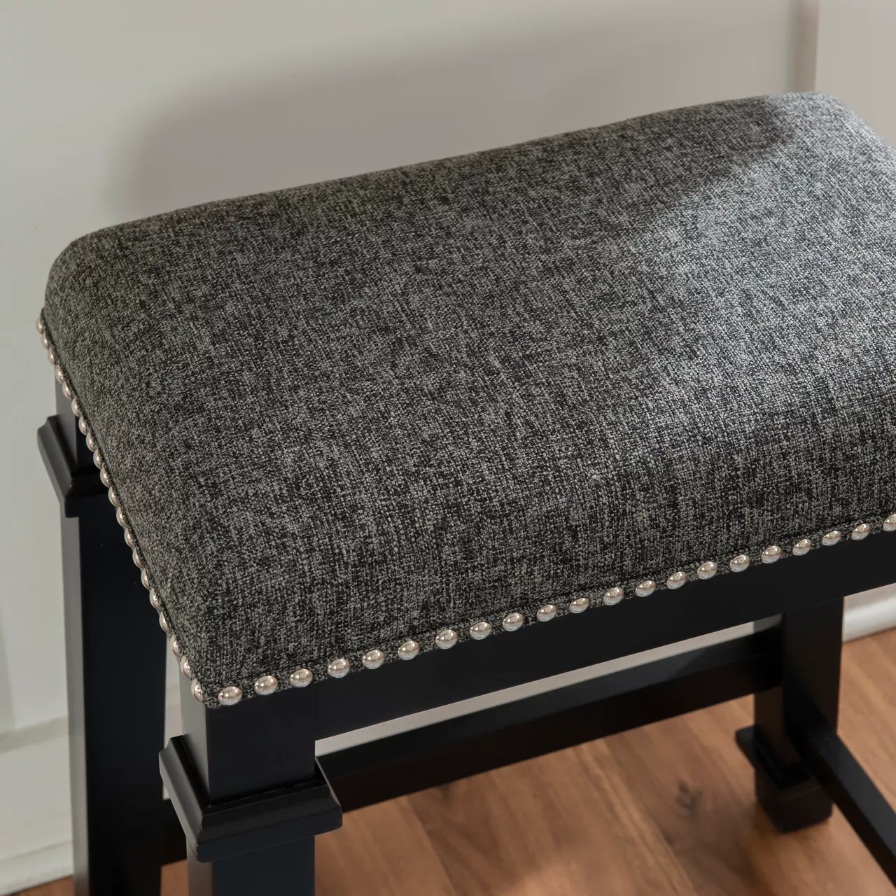 Clark Black & White Upholstered Tweed Backless Counter Stool 5 Clark Black & White Upholstered Tweed Backless Counter Stool - Image 3