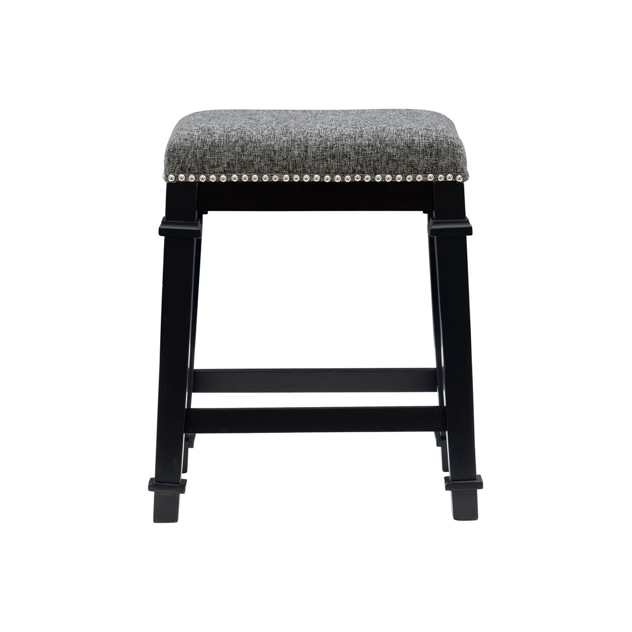 Clark Black & White Upholstered Tweed Backless Counter Stool 6 Clark Black & White Upholstered Tweed Backless Counter Stool - Image 4