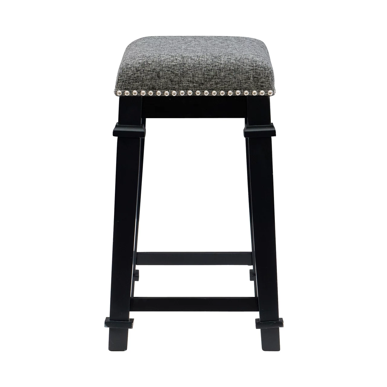 Clark Black & White Upholstered Tweed Backless Counter Stool 7 Clark Black & White Upholstered Tweed Backless Counter Stool - Image 5