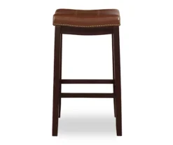 Brooke Cognac & Dark Brown Faux Leather Backless Padded Counter Stool -Furniture Specialty Shop 810543421 3