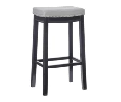 Brooke Gray & Black Faux Leather Backless Padded Bar Stool -Furniture Specialty Shop 810543425 A0 1