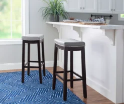 Brooke Gray & Black Faux Leather Backless Padded Bar Stool -Furniture Specialty Shop 810543425 B0 2