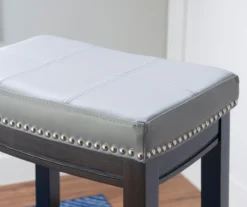 Brooke Gray & Black Faux Leather Backless Padded Bar Stool -Furniture Specialty Shop 810543425 B8 1