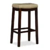 Brooke Beige & Dark Brown Faux Leather Backless Padded Bar Stool 2 Brooke Beige & Dark Brown Faux Leather Backless Padded Bar Stool -Furniture Specialty Shop 810543427 1
