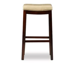 Brooke Beige & Dark Brown Faux Leather Backless Padded Bar Stool -Furniture Specialty Shop 810543427 3