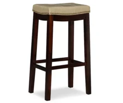 Brooke Beige & Dark Brown Faux Leather Backless Padded Bar Stool -Furniture Specialty Shop 810543427 4