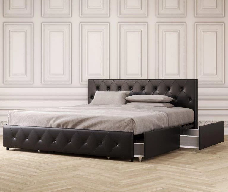 DHP Dana Faux Leather Upholstered Bed With Storage 4 DHP Dana Faux Leather Upholstered Bed With Storage - Image 2