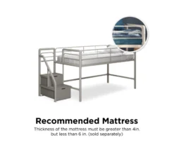 DHP Kaden Gray Junior Twin Loft Bed With Storage Steps -Furniture Specialty Shop 810543776 1
