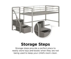 DHP Kaden Gray Junior Twin Loft Bed With Storage Steps -Furniture Specialty Shop 810543776 3