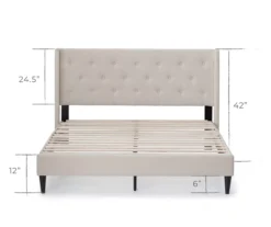 Isabelle Cream Upholstered Twin Wingback Bed -Furniture Specialty Shop 810547603 810547607 810547628 810547611 3