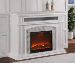 62" Grand White Faux Marble Electric Fireplace -Furniture Specialty Shop 810570728 4