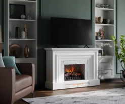 53.5" White Marble Petite Grand Electric Fireplace -Furniture Specialty Shop 810570829 4