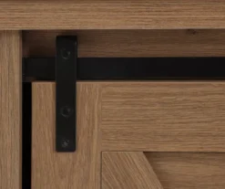 60" Light Brown Oak Barn Door Melamine Electric Fireplace -Furniture Specialty Shop 810571322 2