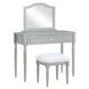 Vanity Table Set With Mirror & Faux Fur Stool -Furniture Specialty Shop 810575929 810575928 A0