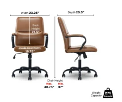 Camel Brown Vegan Leather Office Chair 25 Camel Brown Vegan Leather Office Chair -Furniture Specialty Shop 810583520 A6