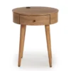 Medium Mango Round Side Table With USB Charging -Furniture Specialty Shop 810587515
