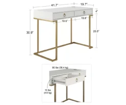 Camila Gray Writing Desk With Wireless Charging -Furniture Specialty Shop 810589026 1