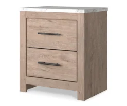 Senniberg Oak & Faux Calcutta 2-Drawer Nightstand -Furniture Specialty Shop 810589298 2