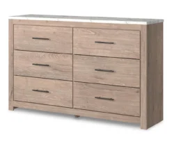 Senniberg Oak & Faux Calcutta 6-Drawer Dresser -Furniture Specialty Shop 810589299 2