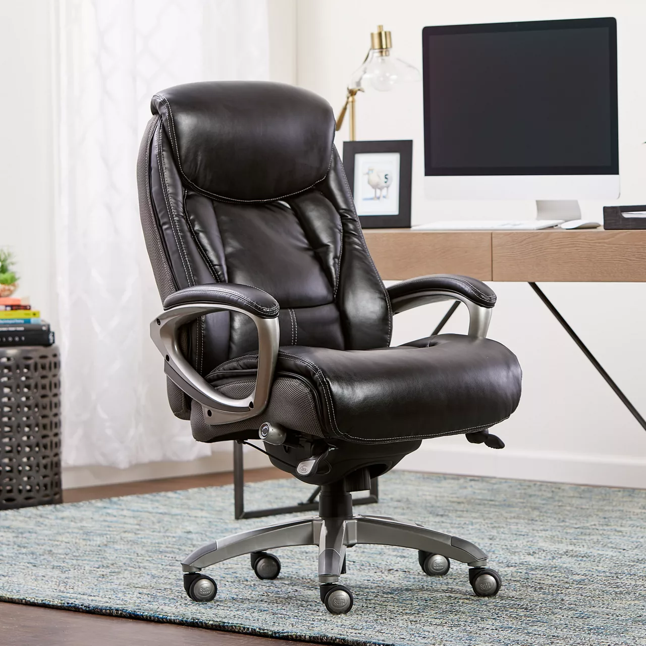 Lautner Gray Executive Bonded Leather Office Chair 6 Lautner Gray Executive Bonded Leather Office Chair - Image 4