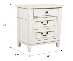 Kali Weathered White 3-Drawer Nightstand -Furniture Specialty Shop 810591522 2