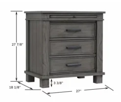 Topeka Warm Gray 3-Drawer Nightstand With USB Charging 18 Topeka Warm Gray 3-Drawer Nightstand With USB Charging -Furniture Specialty Shop 810591526 9