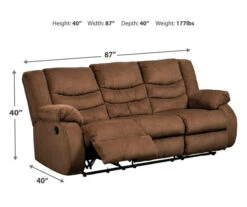 Tulen Chocolate Reclining Sofa -Furniture Specialty Shop 810594622 4
