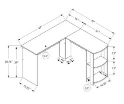 White L-Shaped Corner Desk With Open Storage -Furniture Specialty Shop 810597220 4