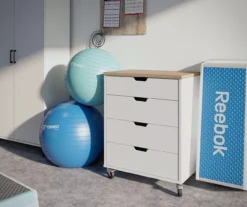 Evolution Vantage White & Weathered Oak 4-Drawer Storage Cart 12 Evolution Vantage White & Weathered Oak 4-Drawer Storage Cart -Furniture Specialty Shop 810597741 4