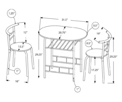 Monarch 3-Piece Dining Set -Furniture Specialty Shop 810598493 A7
