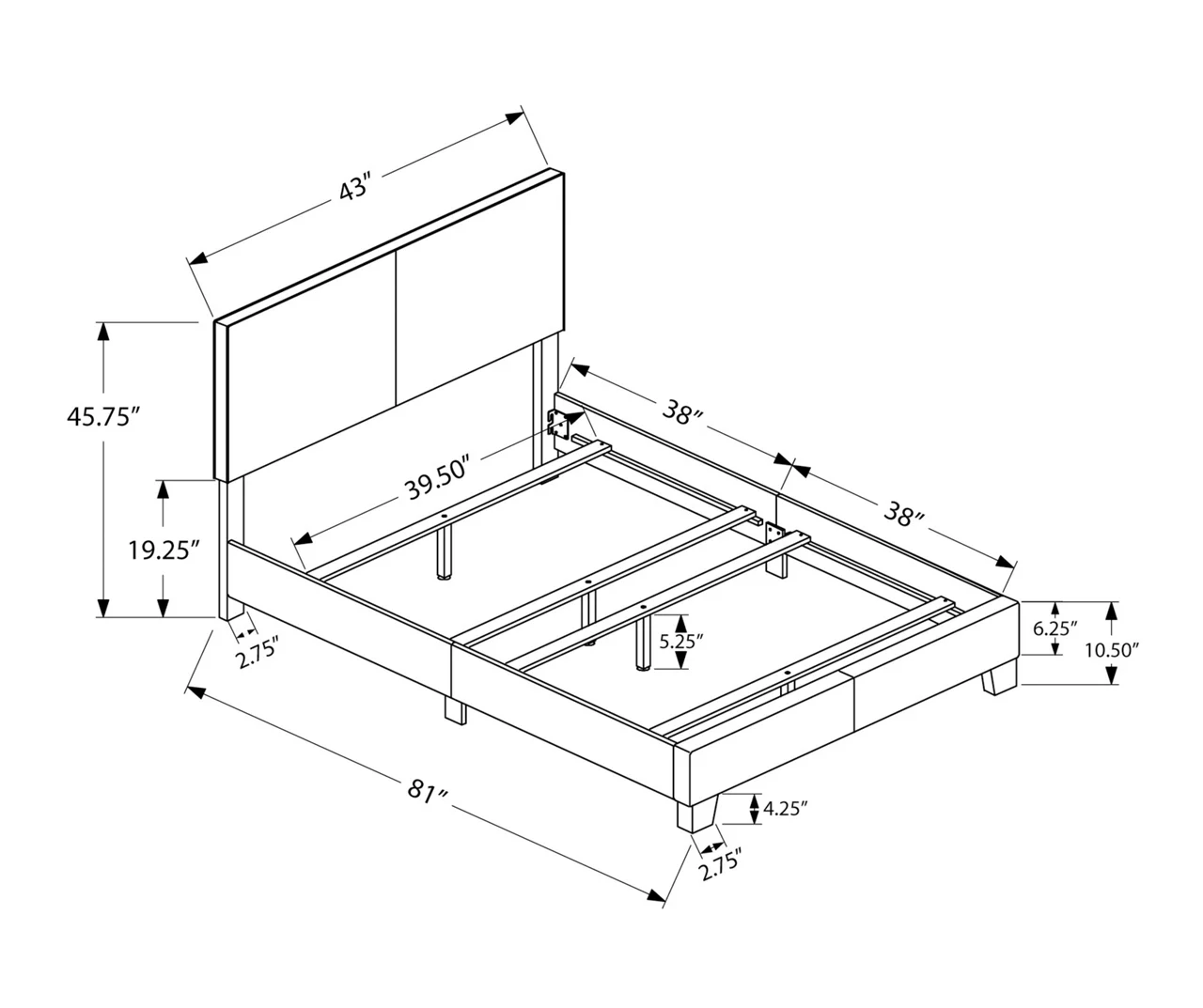 Monarch Faux Leather Twin Bed 14 Monarch Faux Leather Twin Bed - Image 12