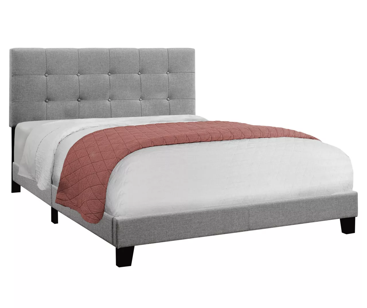 Monarch Linen Tufted Low Profile Bed 6 Monarch Linen Tufted Low Profile Bed - Image 4
