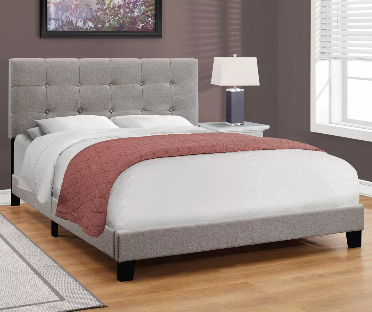 Monarch Linen Tufted Low Profile Bed 16 Monarch Linen Tufted Low Profile Bed - Image 14