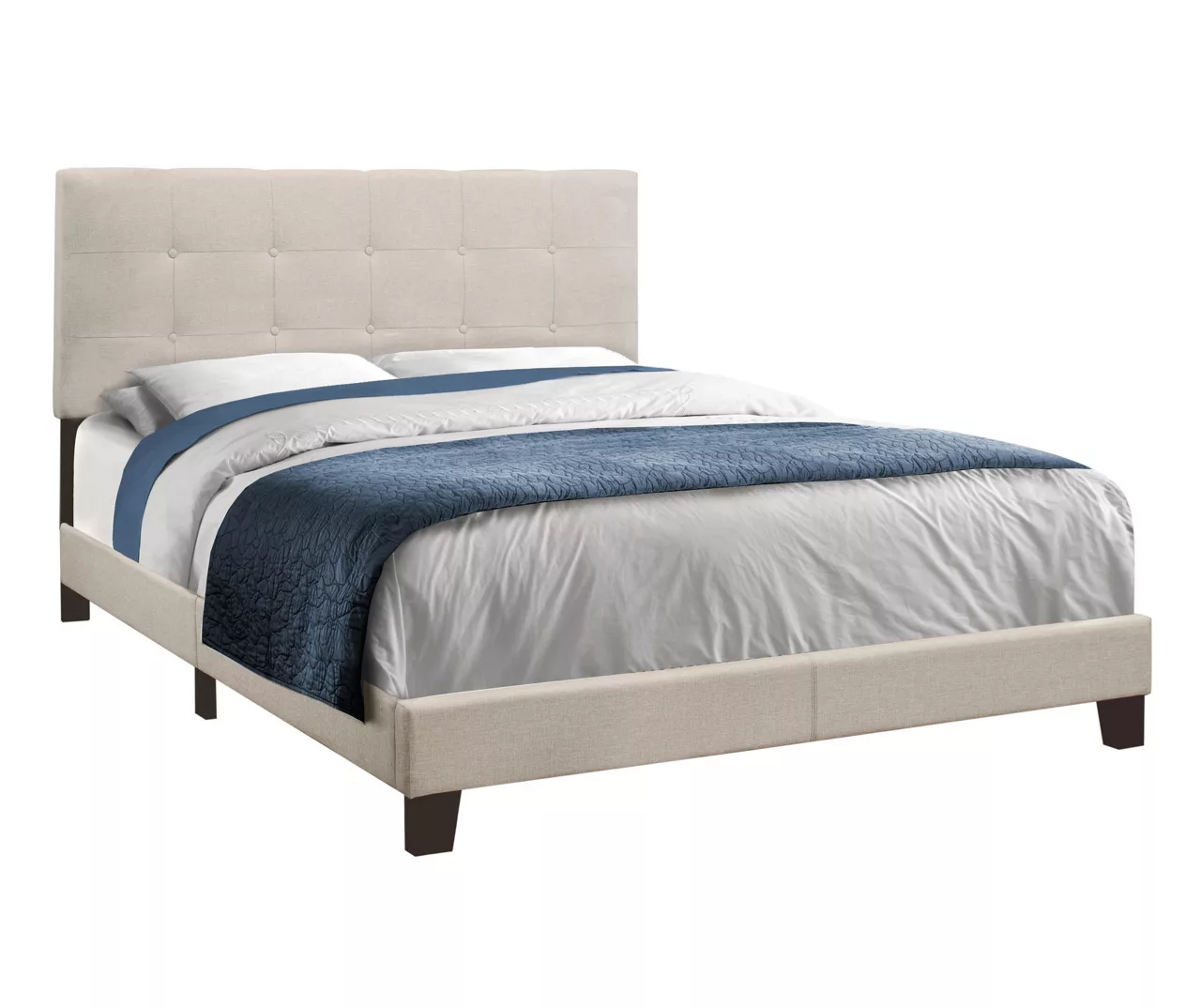 Monarch Linen Tufted Low Profile Bed 4 Monarch Linen Tufted Low Profile Bed - Image 2