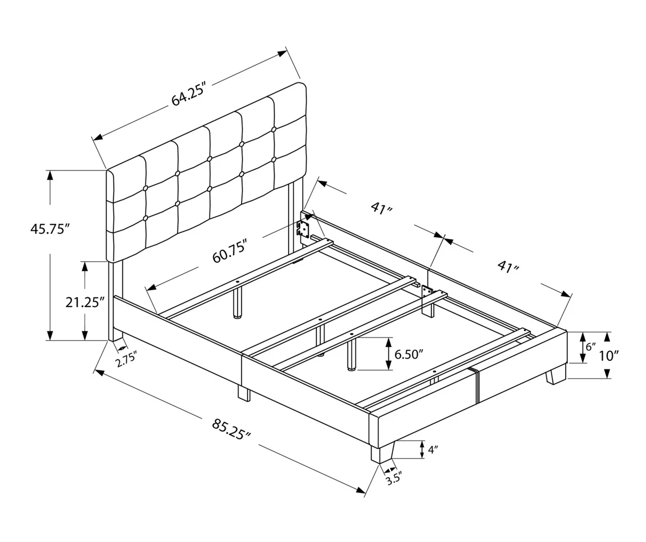 Monarch Linen Tufted Low Profile Bed 12 Monarch Linen Tufted Low Profile Bed - Image 10
