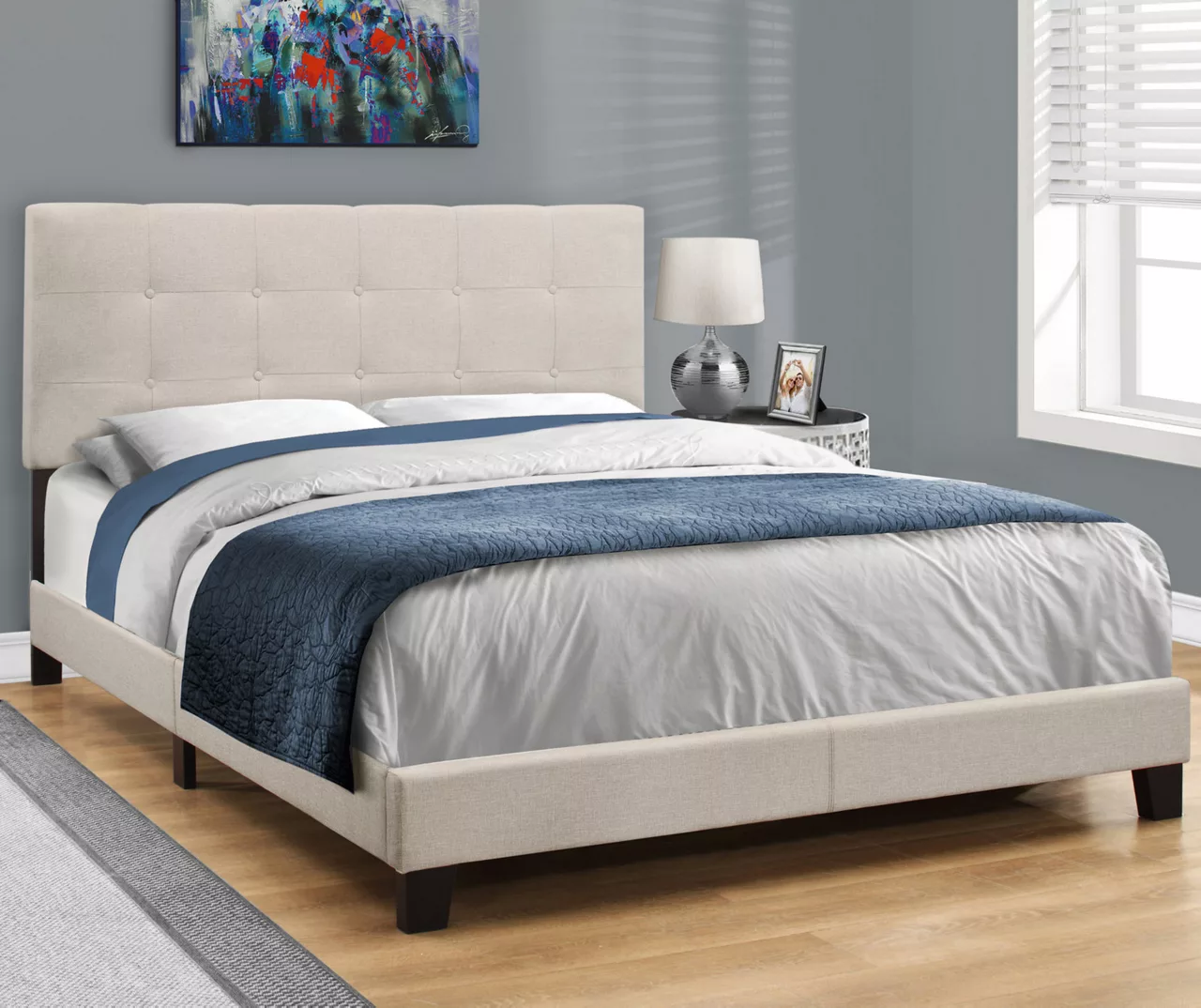 Monarch Linen Tufted Low Profile Bed 10 Monarch Linen Tufted Low Profile Bed - Image 8