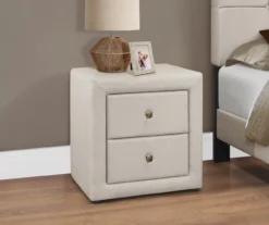 Monarch Linen Upholstered Nightstand 12 Monarch Linen Upholstered Nightstand -Furniture Specialty Shop 810598501 B0