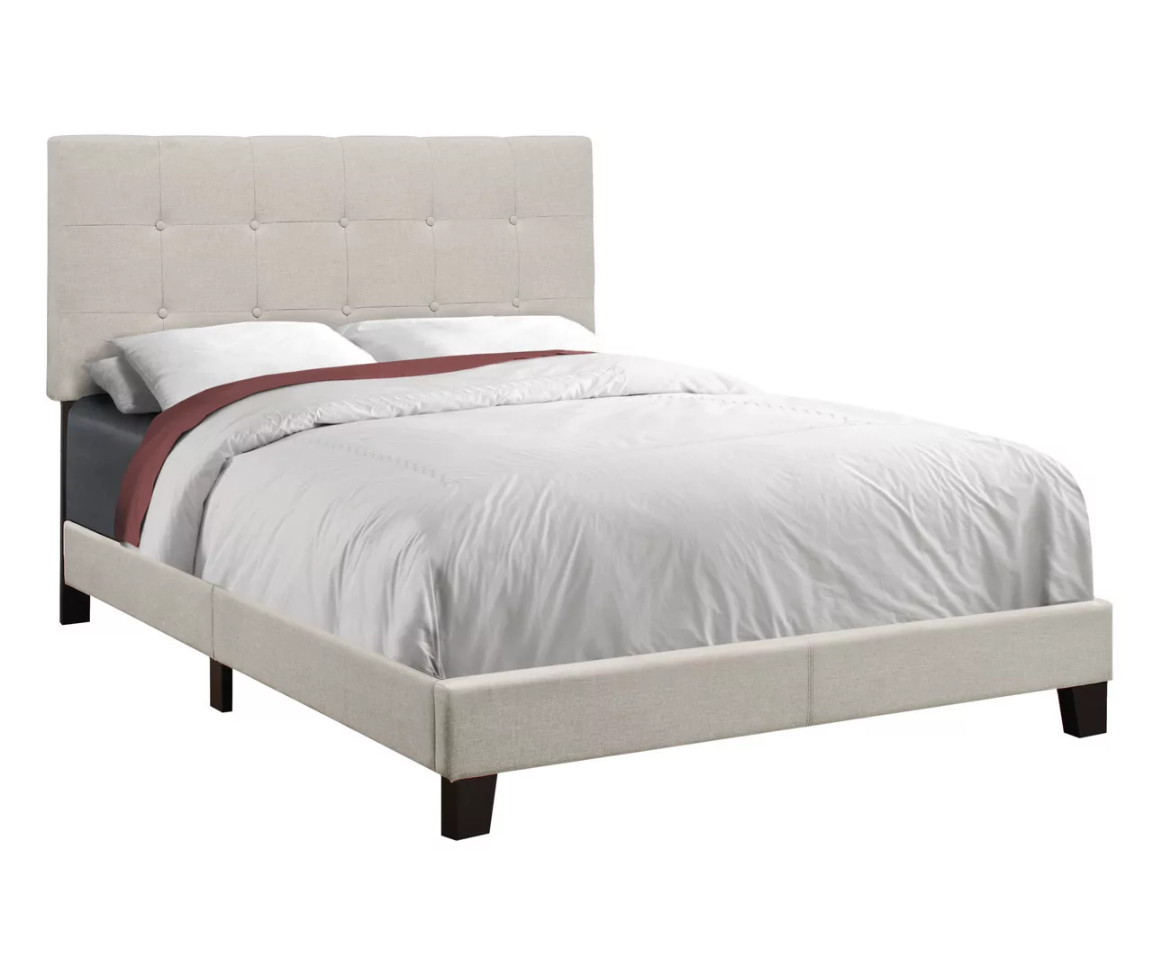 Monarch Linen Tufted Low Profile Bed 3 Monarch Linen Tufted Low Profile Bed