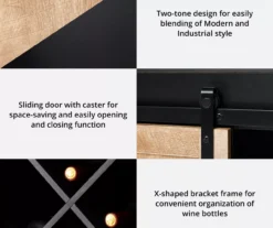 Black & Light Brown Sliding Door Wine Cabinet -Furniture Specialty Shop 810598580 A0 7