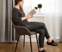 Mid-Century Modern Gray Faux Leather Dining Chairs, 2-Pack -Furniture Specialty Shop 810598715 A0 3